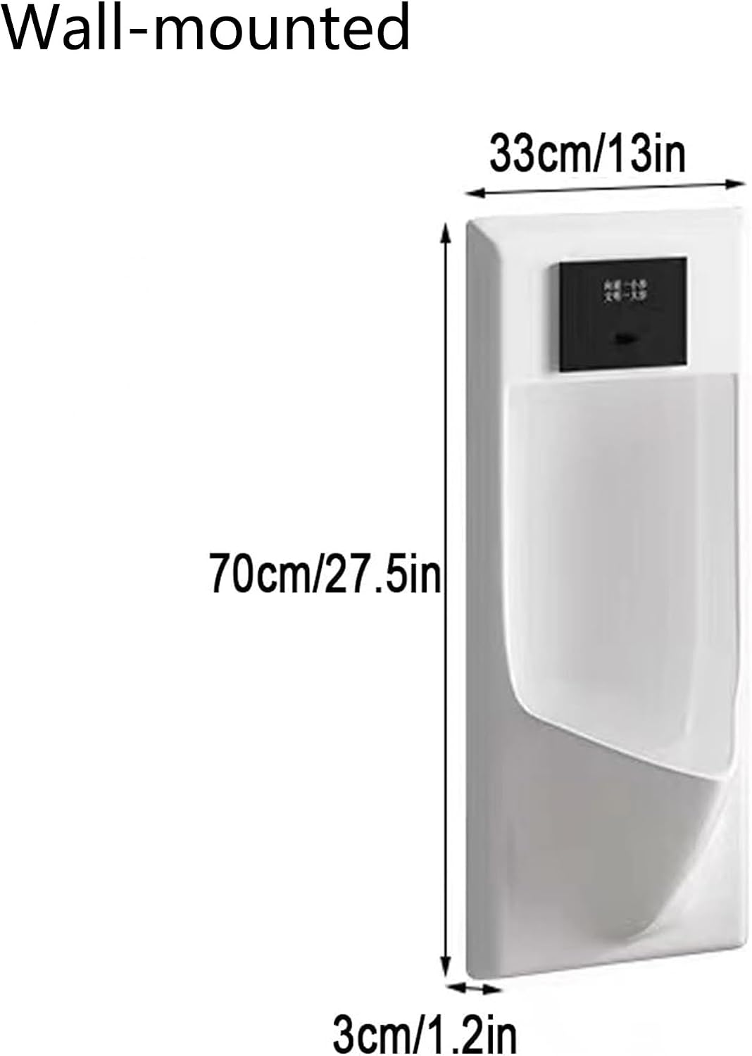 Wall Mounted Urinal for Men, Ceramic urine diverter, Commercial Washout Urinal, Automatic Sensor Flush, Splash-Proof for Bathrooms, Hotels, Shopping, Garage, KTV(White,Wall-Mount)