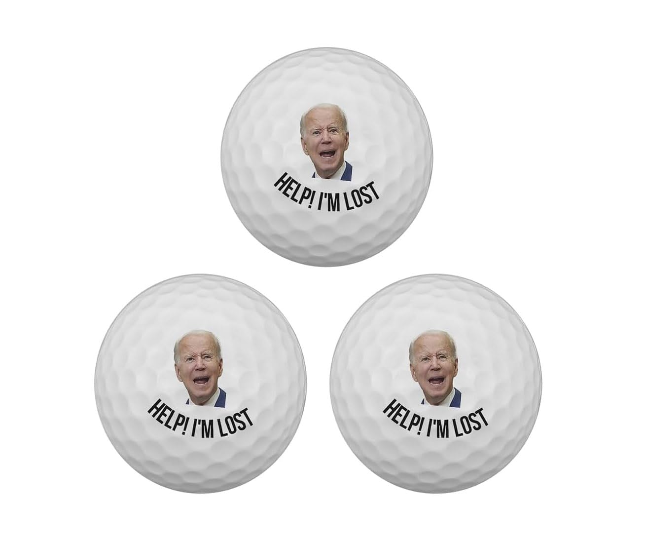 3 Pack Help I'm Lost Joe Biden Golf Ball Funny Novelty Humorous Confused Golf Ball for Golfer Dad Mom Friends