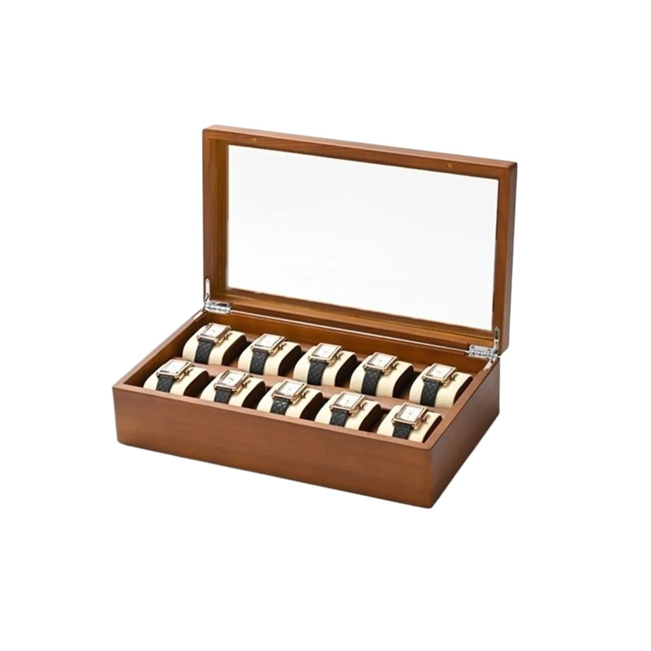 LPATEBCVU Solid Wood Watch Box 10-Slots Watch Box Wooden Jewelry Organizer Large Multifunctional Display Case Storage