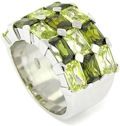 Alljoy Exquisite Band/Cocktail Ring w/Peridot & Olivine CZs