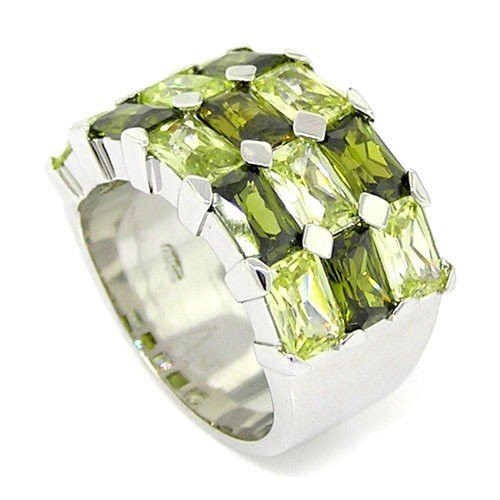 Alljoy Exquisite Band/Cocktail Ring w/Peridot & Olivine CZs