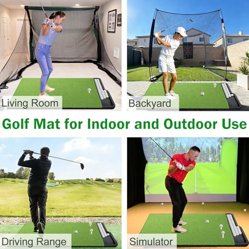 MONOJOY 5x4ft Golf Hitting Mat with Integrated Ball Tray, Premium Golf Practice Mat for Indoor & Outdoor Use, Professional Golf Turf Mat with 3 Rubber Tees & Binding Strap by MONOJOY - Image 9