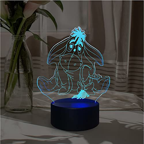 Colyya Eeyore Nachttischlampe Winnie Tigger Schwein Freund Esel Kinder Cartoon 3D Illusion Nachtlicht Kinder Büro Dekoration Urlaub Spielzeug Cover