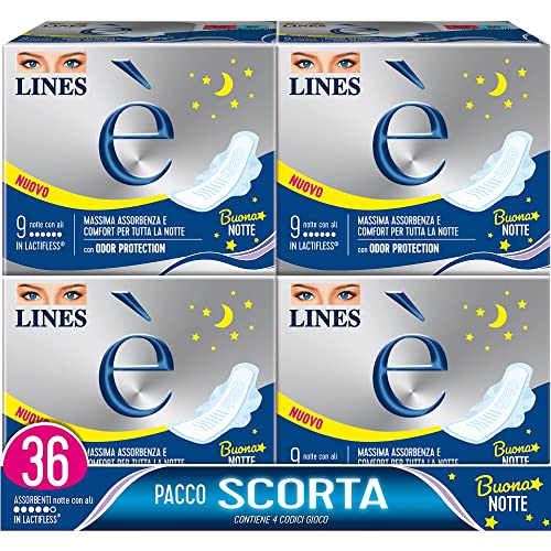 Lines Es noche con alas de lactiflex, paquete de 36 unidades