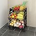 Cesta de almacenamiento de verduras, soporte apilable de 3 niveles, organizador de cocina, estantes para cocina, dormitorio, baño negro (3 niveles)