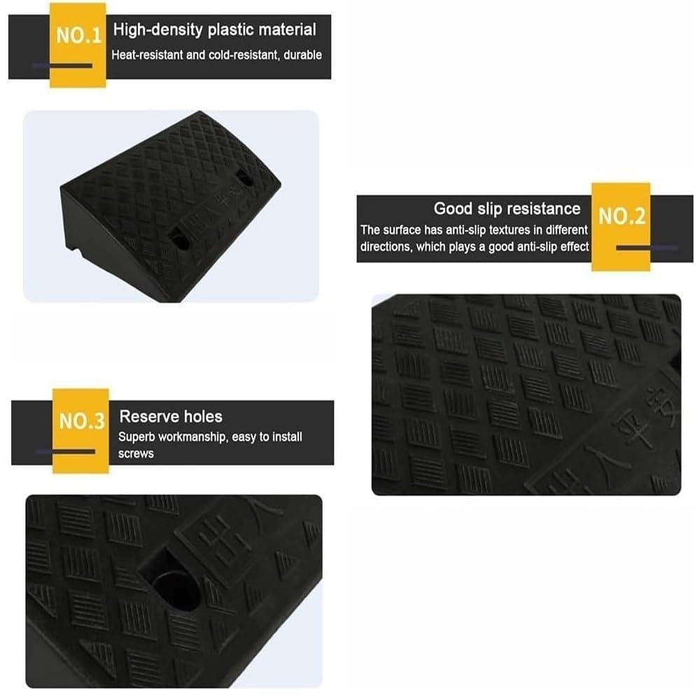 Rampe De Seuil De Porte Rampes De Trottoir 3cm 4cm 5cm Rampes De Bordure en Plastique Rampes De Seuil Robuste, Rampe De Garage Antidérapante(Yellow,4" Rise/10cm)