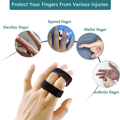 Jrery-Key Finger Straps Buddy Tape 10 Pack, No-Slip Pinky Finger Splint For Trigger Fingers/Sprained Fingers/Swollen Fingers/Injured Finger Support, Washable And Reusable (10 Pack- With Padded) #TOP2