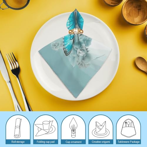Servilletas de Tela Azul Claro con Diseño Mariposa 2 Piezas miniatura 7