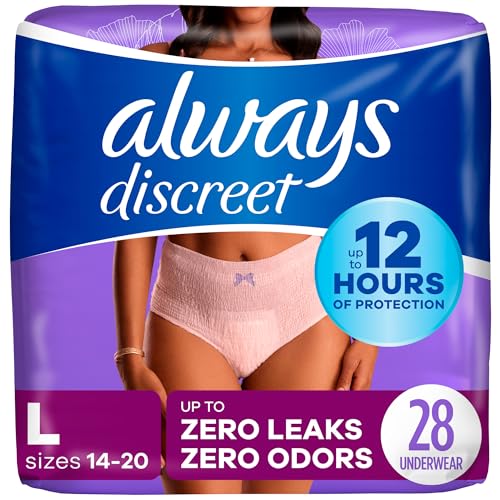Image of Always Discreet Adult Incontinence Underwear, Maximum Absorbency, Large, 28 Count (Packaging May Vary)
