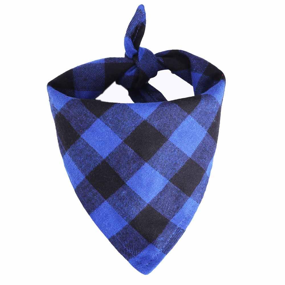 SHTGOI Pack of 2 Dog Bandanas, Classic Checked Neckerchief, Cotton Bandanas, Adjustable Triangular Scarf, Dog Handkerchiefs, Scarf for Small, Medium Dogs, Cats, Pets, Black-Blu