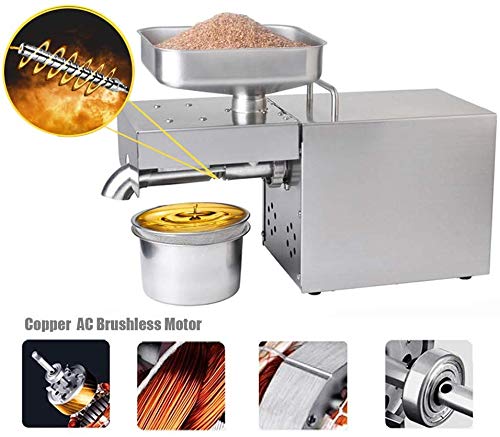 Fayelong Home Ölpresse Maschine,Automatisch Elektrische Expeller Maschine Handels Öl Expeller Öl Extraktor Maschinen Ausrüstung für Erdnuss Nuts Samen Leinsamen 1500W (Öleinfüllbechers 2L) - 2