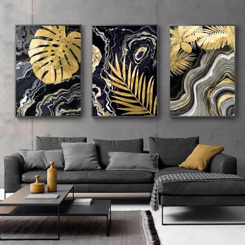 Toile art mural abstrait feuille d'or KEBIA pour peinture mur photo maison