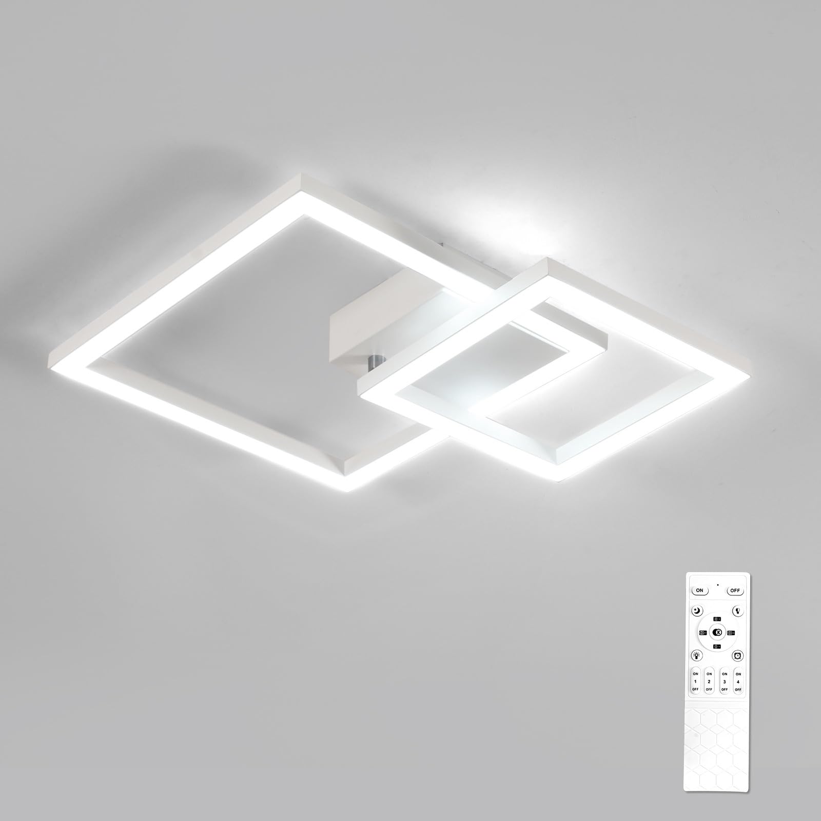 Osairous 350° Rotatable Square, Dimmable Led Ceiling Lights Dimmable, 34W Ceiling Light With Remote Control, 350° Rotatable Square Ceiling Lamp Led 3000K-6500K For Living Room,Bedroom, Kitchen, White 51Cm