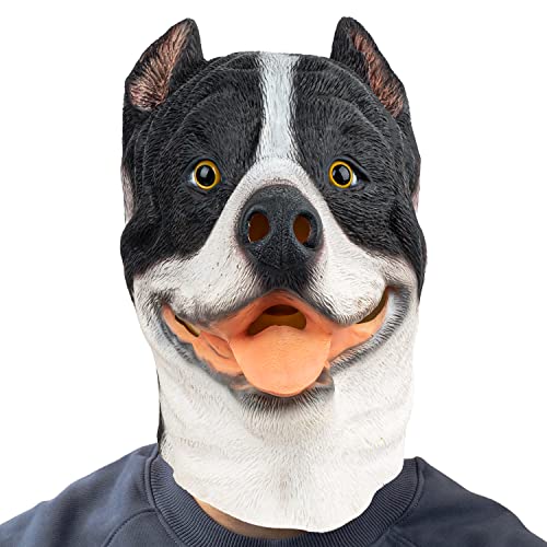 PartyHop Hund Tier Maske Latex Voller Kopf Realistische Bulldogge Masken Fancy Kleid für Halloween Karneval Kostüm Party