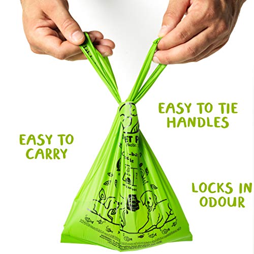 Image of PLANET POOP Home Compostable Dog Bags with Handles, Standard Size 60 Count, Un-Scented Dog Waste Bag, Thick Leakproof Doggy or Cat Bag, Plant-Based Pet Supplies