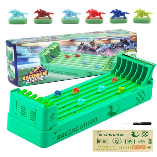 Yozexin Horse Racing Game, Table Horse Racing Board Game,Fun Horse Games, Multiplayer Electric Horse Race Board Game with 6 Colorful Racing Toys for Family Night Party Kids Birthday Present (A)