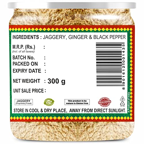 Image of Dhampurgreen Black Pepper And Ginger Jaggery Powder, 300g | Spiced Jaggery