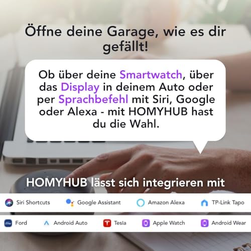 HOMYHUB Starter-Set | WLAN-Garagen-Fernbedienung – viel mehr als das Öffnen des Garagentors mit Ihrem Handy und Ihrer Stimme – Steuern Sie Max 2 Türen durch Starter Kit