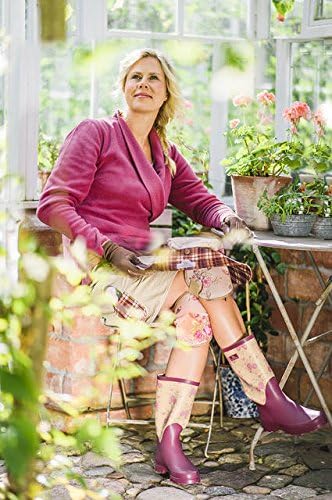 GardenGirl TW0241 Classic Wellington Boots - Plum and Floral Print