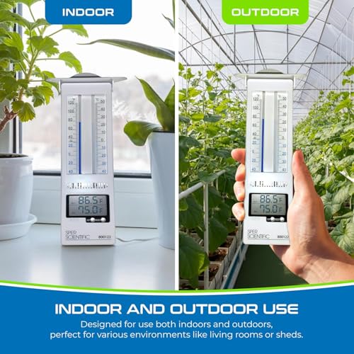 Image of Indoor Outdoor Temperature Meter with Analog & Digital Display | Wall Hanging Weather Gauge with Max-Min Reading