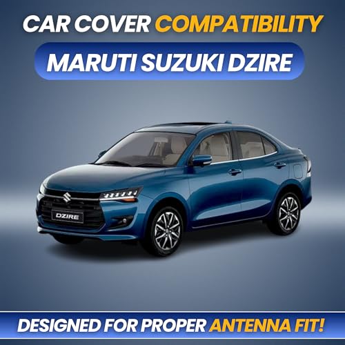 Image of Car Cover for Maruti Suzuki Dzire Tour S 2024-2026 | 100% Waterproof Heavy-Duty 3-Layer Car Body Cover | All-Weather Rain, UV, Sun & Dust Protection | Custom Fit | Antenna Pocket | Navy Blue