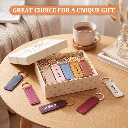 Image of Leather Key Fob Kit with Metal Rings, PU Leather Keychains Blank for Laser Engraving, DIY Craft Projects and Gift Making Supplies
