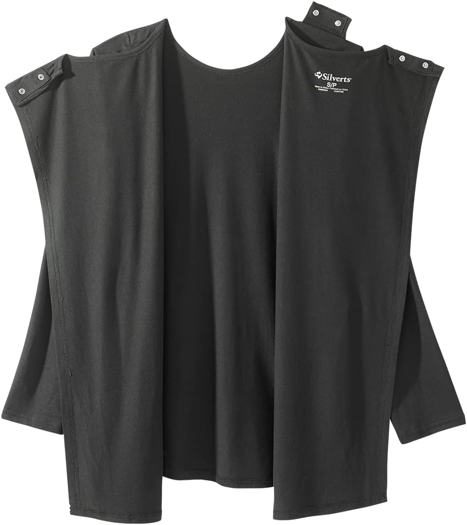 Silverts Women’s Adaptive Clothing Open Back Long Sleeve Top, Assisted Dressing Shirt for Elderly, Nursing Home & Rehab Wear