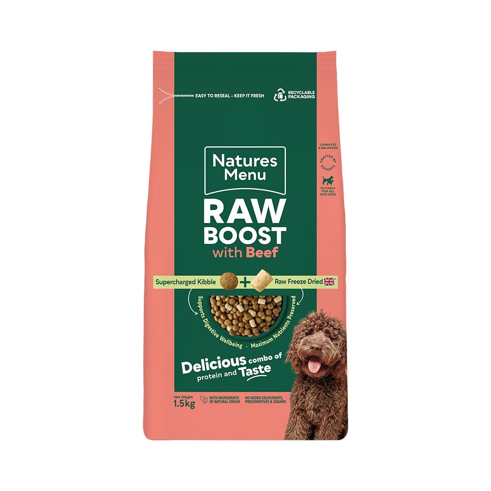 Natures Menu Raw boost Dry Food for Dogs with Beef - 1,5kg