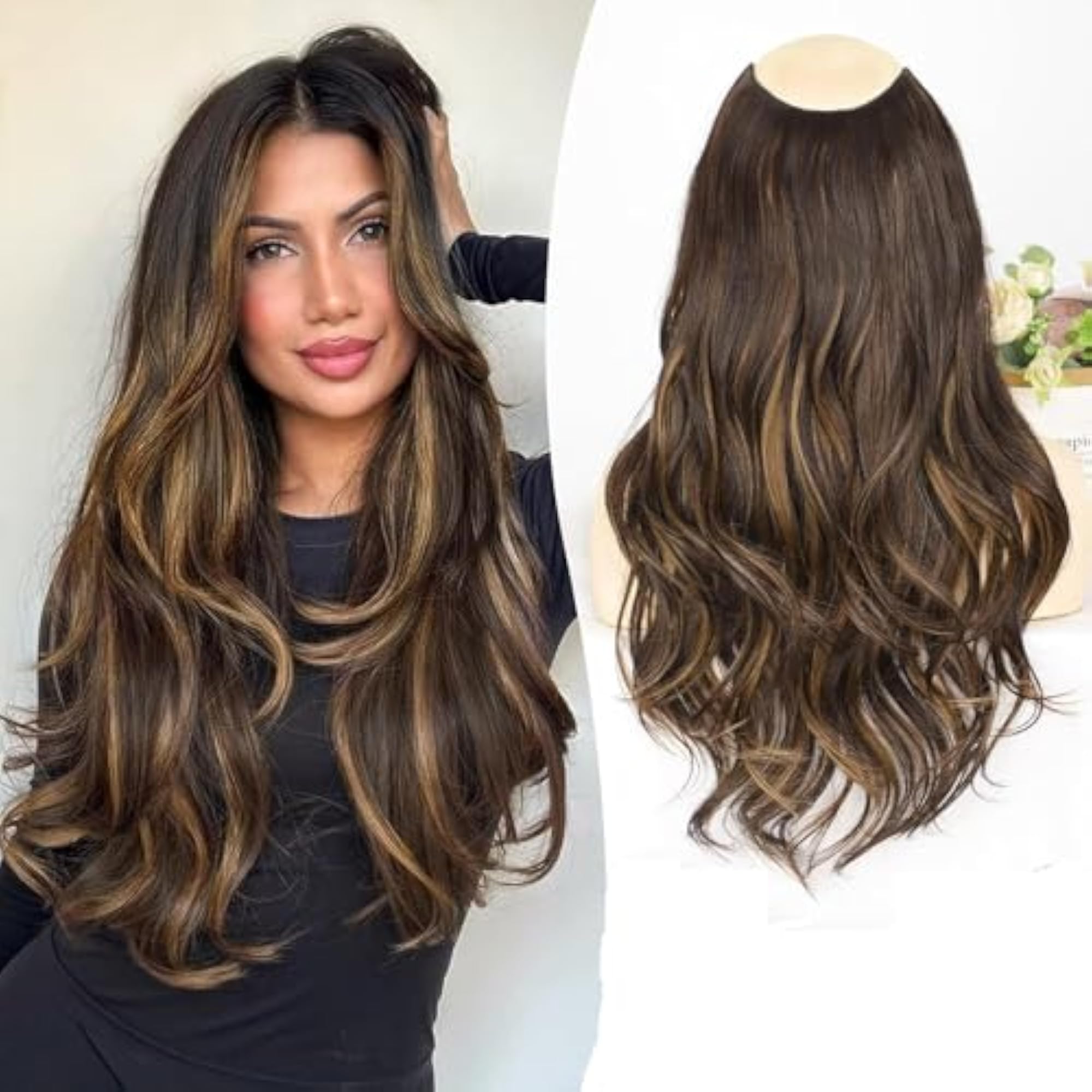 24 INCH Curly Wavy Hair Extensions for Women, Clip-On