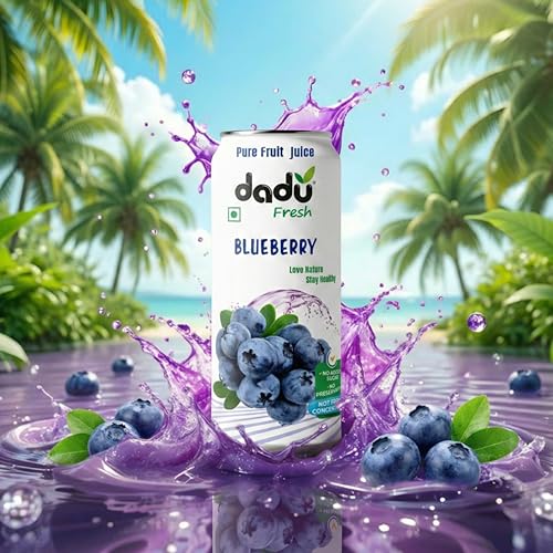 Image of Dadu Fresh Fruit Juice Combo | Blueberry, Soursop, Mixed Fruit, Peach | Pure Fruit Healthy Beverage | No Added Sugar, No Preservatives, Not from Concentrate | Vitamin Rich & Naturally Refreshing | 1140ml (4 Cans)