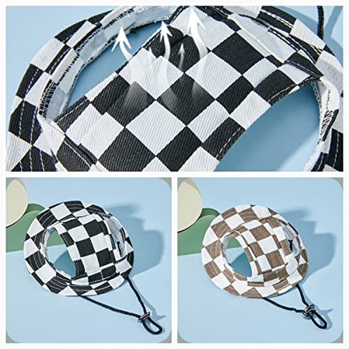 Maigllra Dog Sun Hat Cute Pet Hat Trucker Hat With Ear Holes For Sun Protection Adjustable Square Print Cotton Fisherman's Hat For For Small Medium Large Dogs #TOP3