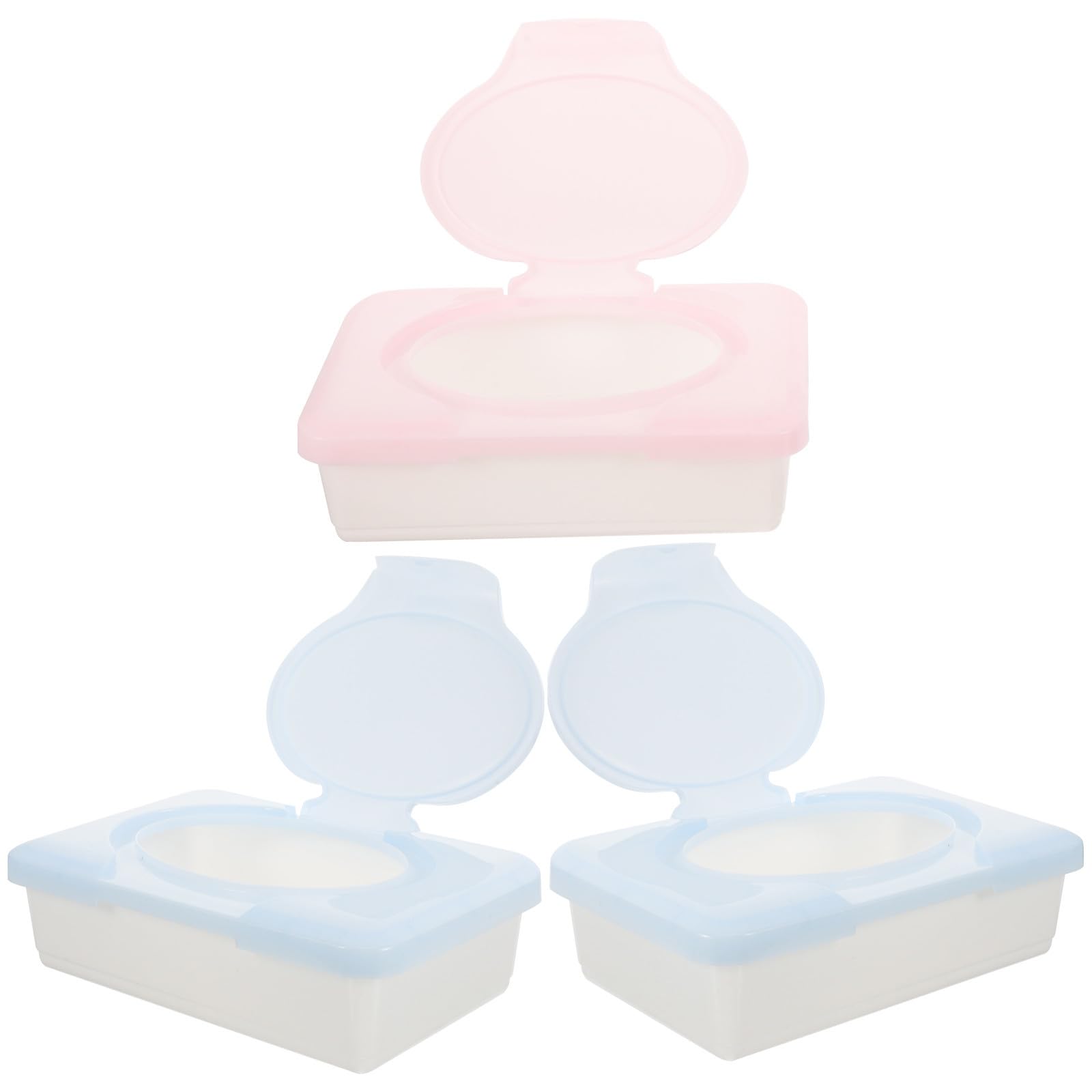 HOMSFOU 3pcs Refillable Wipes Dispenser Box Holder Made of Sturdy Pp Material, Small Tissue Box to Prevent Wipes from Drying, for Bathroom and Room Use Random Color