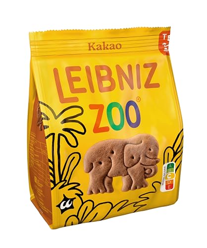 LEIBNIZ ZOO Kakao, 12er Pack, Knusprige Kakaokekse mit Safari-Motiven, Großpackung als Vorrat oder zum Verkauf (12 x 125 g)