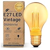 greenandco Vintage Design LED Birne zur Stimmungsbeleuchtung | E27 A60 | gold | 2W 65lm | 1800K extra warmweiß | 320° | 230V | flimmerfrei | nicht dimmbar | Edison Glühbirne