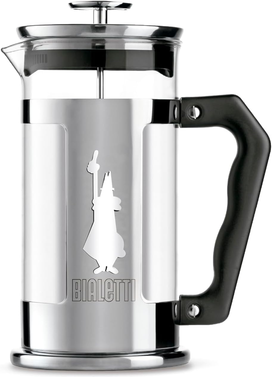 Bialetti Cafetière Piston Preziosa Bialetti 1 L, Verre borosilicate, Acier inoxydable, Marron, 8 Tasses