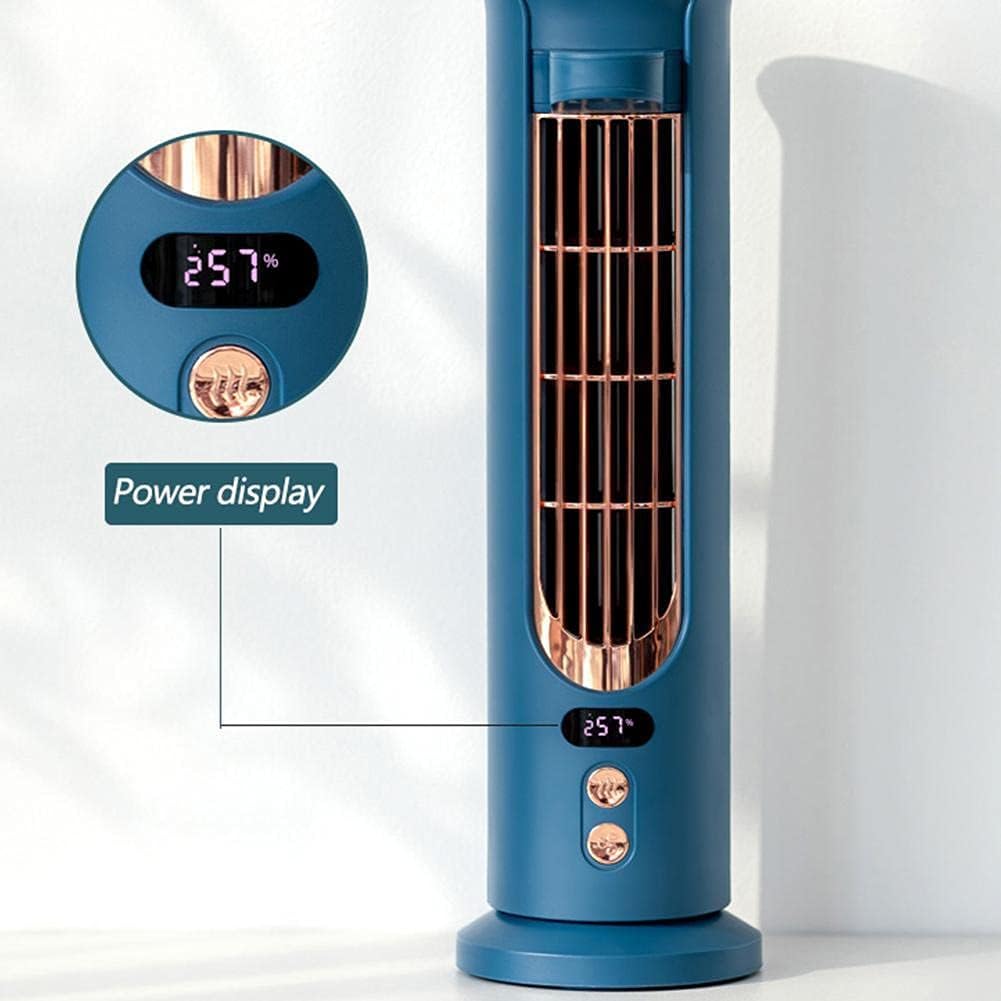 Multifunctional Bladeless Fan Rotatable Mini Desktop USB Humidifier Home Office Air Conditioner Cooling Fan Table Spray Cooler (Blue)