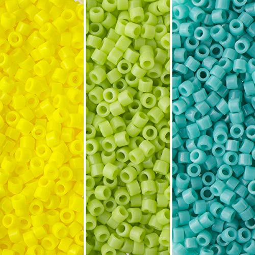 Miyuki Delica Seed Beads Bundle: Size 11/0, Fiesta Opaque Palette Collection DB721, DB729, DB733 - 3 Tubes of 7.2 Grams ea