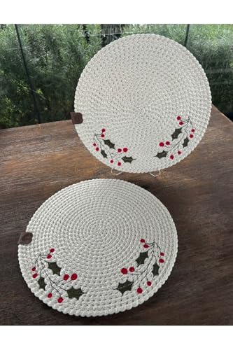 Platos decorativos redondos 14 pulg Set x2 Blanco miniatura 4
