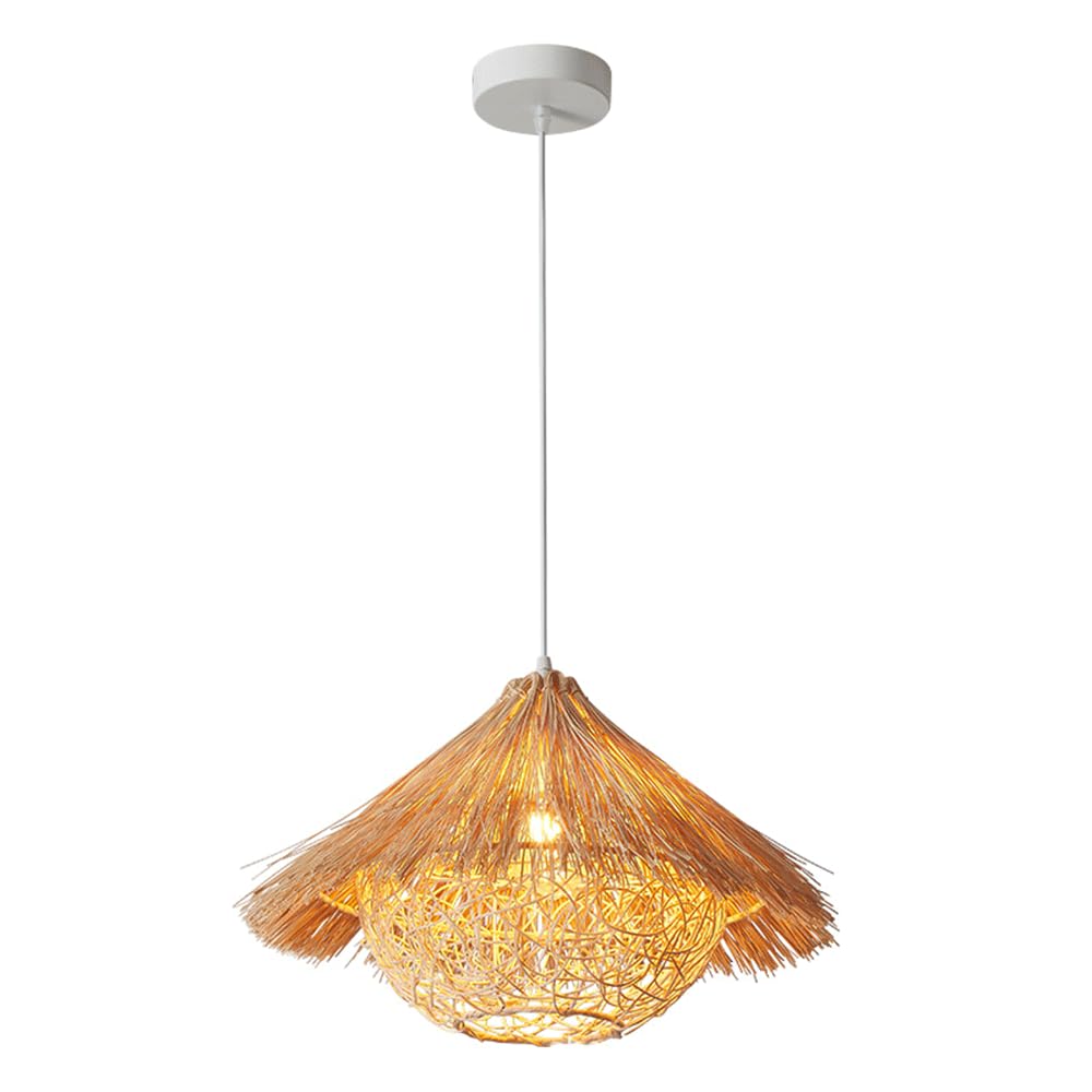 Suspension en osier E27 pour îlot de cuisine et salon bohème chic