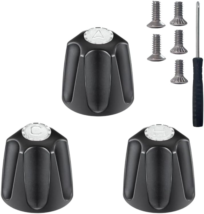 Shower Knob Replacement,Compatible with Price/Pfister Verve Tub Shower Handle Replacement,Bathtub Faucet Handle Remodel Trim Kit, Faucet Handle Black,Include 3 Shower Knobs 5 Screws and Wrench