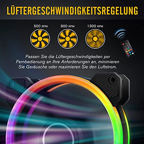 EZDIY-FAB RGB Dual Ring 120mm Ventilator, 5V Moederbord Synchronisatie, Snelheid Instelbare, RGB Sync Ventilator met… - Image 7