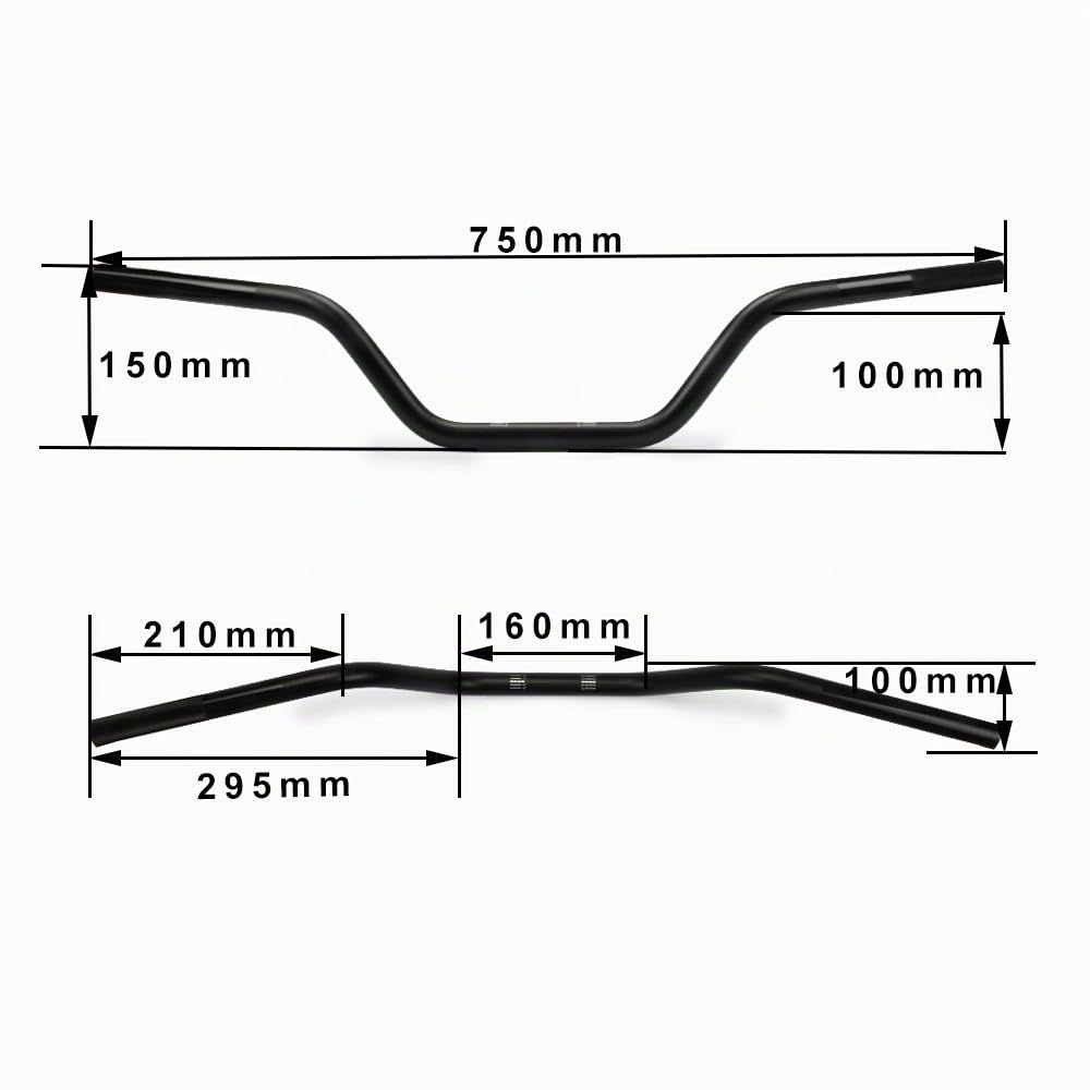 Manubrio Moto 22mm-Pit Bike per CRF,YZ,WR,KX,KLX,RM,RMZ,RMX,DRZ-Nero