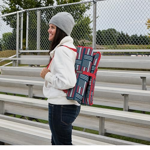 Arden Heated Stadium Seat, Foldable, Lightweight with Carrying Strap, Foam Cushion for Comfort, Adjustable, Back Support, Multi-Functional Use As Stadium Seat or Seat Pad - Patriotic/Red by Arden Selections - Used condition - Image 2