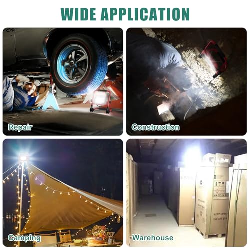 HYCHIKA 30W LED Work Light, 3500 Lumen Brightness Portable Flood Light with Stand, 6.6 ft Cord for Outdoor/Indoor LED, Car Repair - image 7
