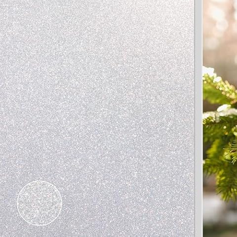 NINETREX Window Privacy Film Frosted Glass Window Covering No Glue Static Cling Window Stickers Anti-UV Removable Window Vinyl for Home Living Room Bedroom,Crystal 23.6 x 78.7 inches Cover