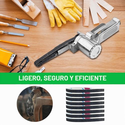 Miniatura 5 de Lijadora Neumatica, Robusta Y Fácil De Usar, Lijadora De Banda, Mango Giratorio 360 , Lijadora Neumática, Para Mantenimiento De Varios Equipos Limpieza De Brillo Plata