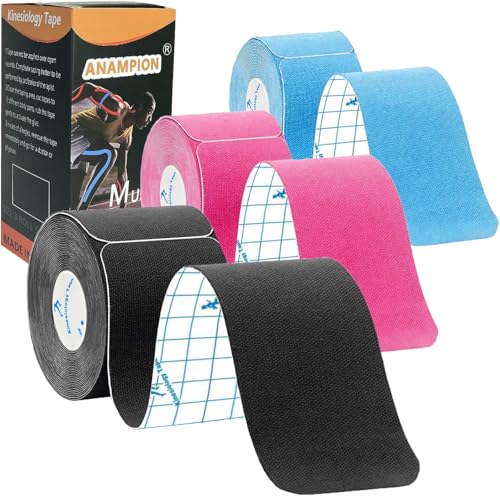 Kinesiology Tape Precut (3 Rolls 60 Strips) Waterproof Sports Tape for Athletes Physio Elastic Tape Pain Relief Adhesive for Muscles Shin Splints Ankle Knee & Shoulder 5m(Mix Color)