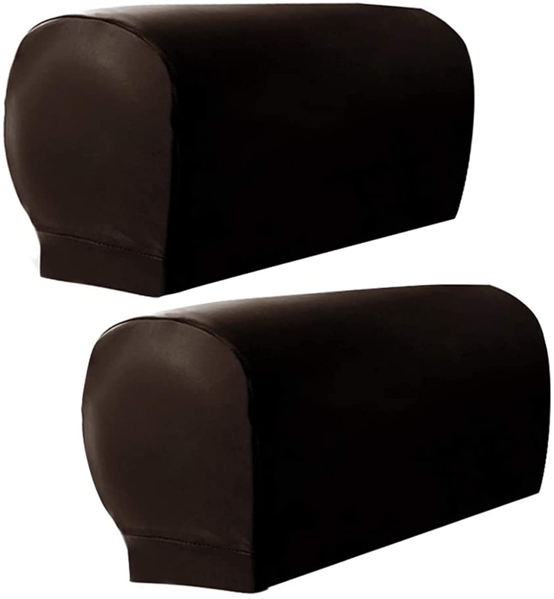 Hruile PU Leather Sofa Armrest Covers Couch Stretchy Protectors Chair Slipcover Waterproof Arm Caps Slipcovers Non-Slip Armchair Furniture Home,Set of 2,Brown