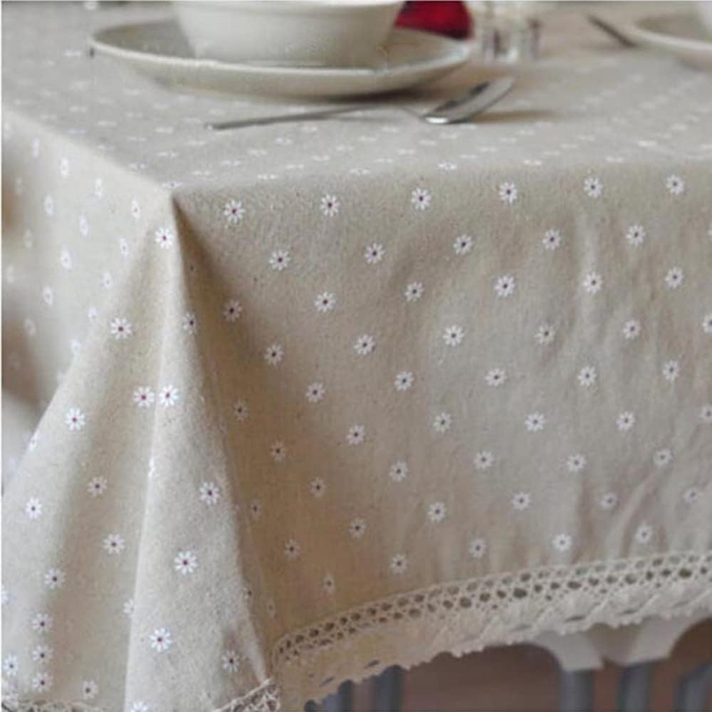 Green Leaves Tablecloth for Kitchen Dining Linen Cotton Blend Table Cover with Tassel Decor for Party Banquet Decorations Farmhouse Table Cloth for Home Decor Restaurant 1 Piece 55 X 87 Inch