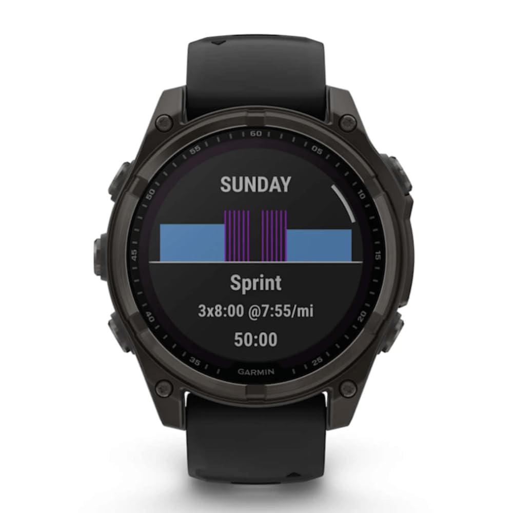 GARMIN Fenix 8-47 MM, Solare, Sapphire Grigio Carbonio DLC Titanio CON NERO/Grigio ghiaia Silicone